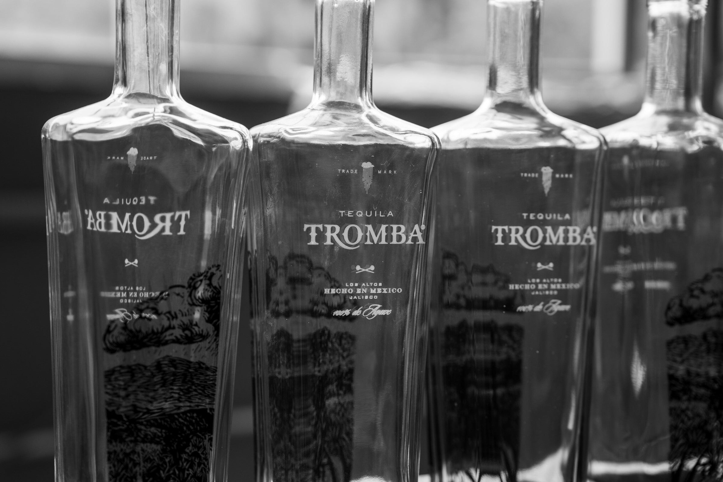 Handcrafted Tequila Tromba bottles